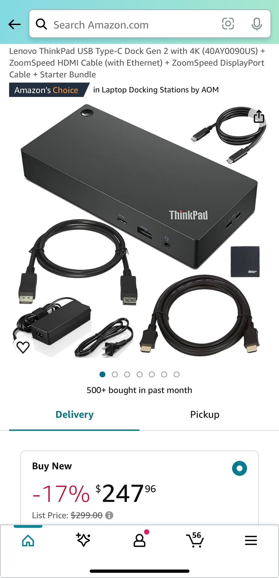 Lenovo ThinkPad USB Type C Dock Gen 2 with 4K (40AY0090US) + ZoomSpeed HDMI Cable (with Ethernet) + ZoomSpeed DisplayPort Cable + Starter Bundle