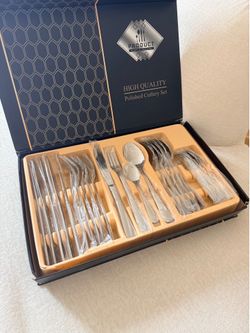 24pcs Stainless Steel Flatware Set for 6 - Mirror Polished Cutlery Set with Forks, Knives, and Spoon