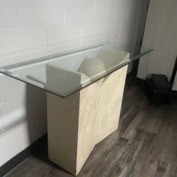 1990’s Postmodern Glass Top Stone Table