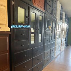 Dark Cherry XL Pinewood Wardrobe Dresser With Mirror