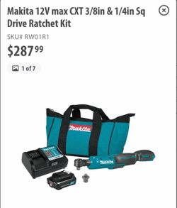 Makita 12V max CXT 3/8in & 1/4in Sq Drive Ratchet Kit