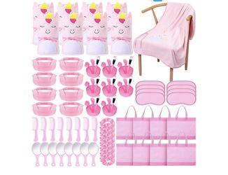 64 Pcs Spa Party Favors for Women Sleepover Party Supplies Include Pink Bag Hair Bands Hair Circle Eye Mask Comb Mirror Blanket Beauty Tools for Spa S