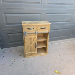Small wooden Rustic Accent cabinet with Drawers, & sliding door 24"W X 32"T X 12"D read description for details 
