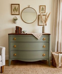 Refinished vintage solid wood dresser