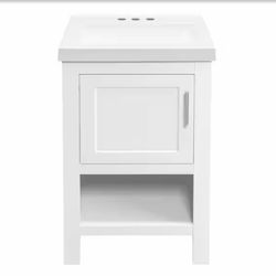 Spa 18.5 in. W x 16.25 in. D x 33.75 in. H Single Sink Bath Vanity in White with White Cultured Marble Top