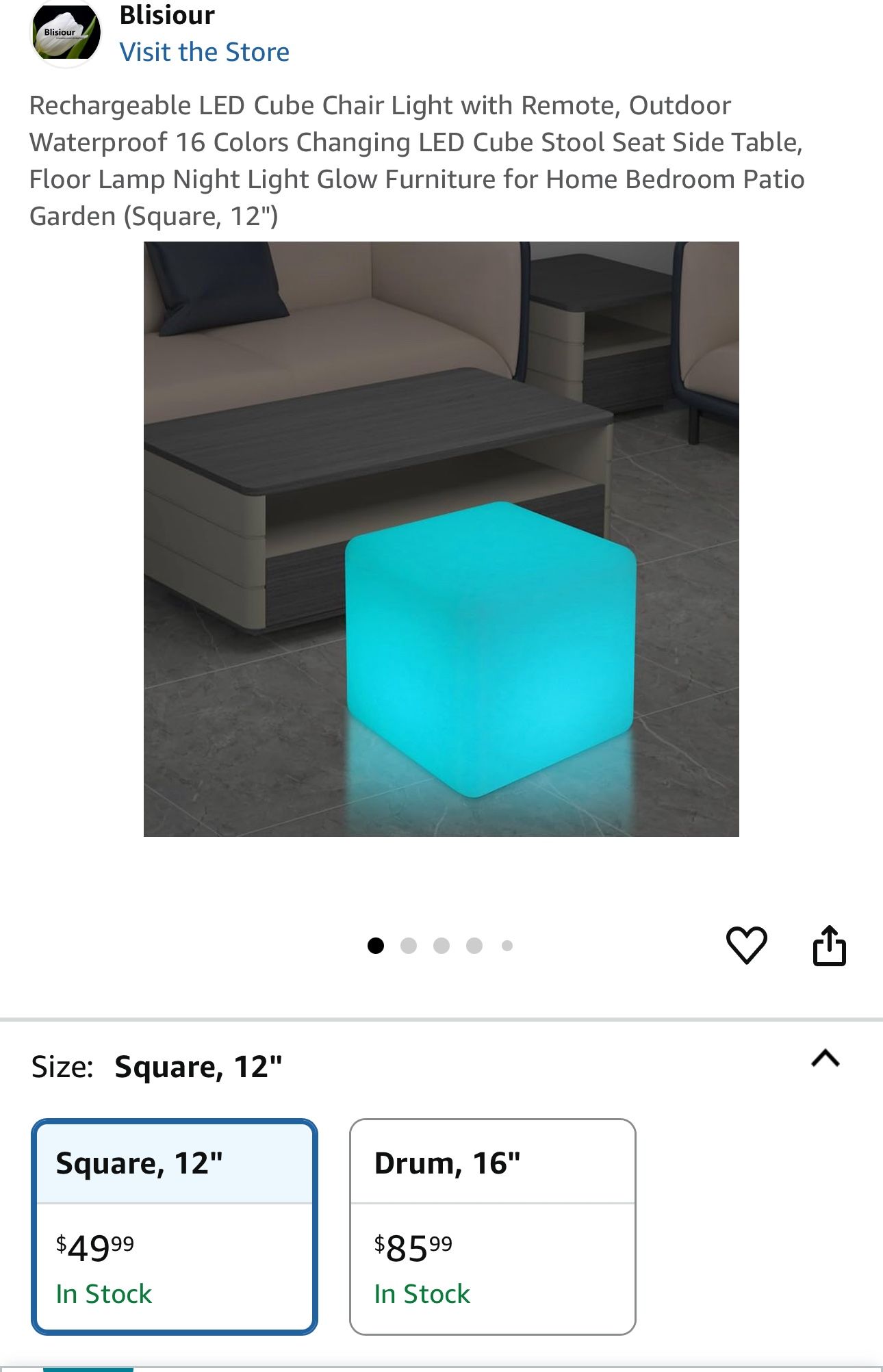 Led Seating Cubes ( Need Yo Replace The LED Lights )