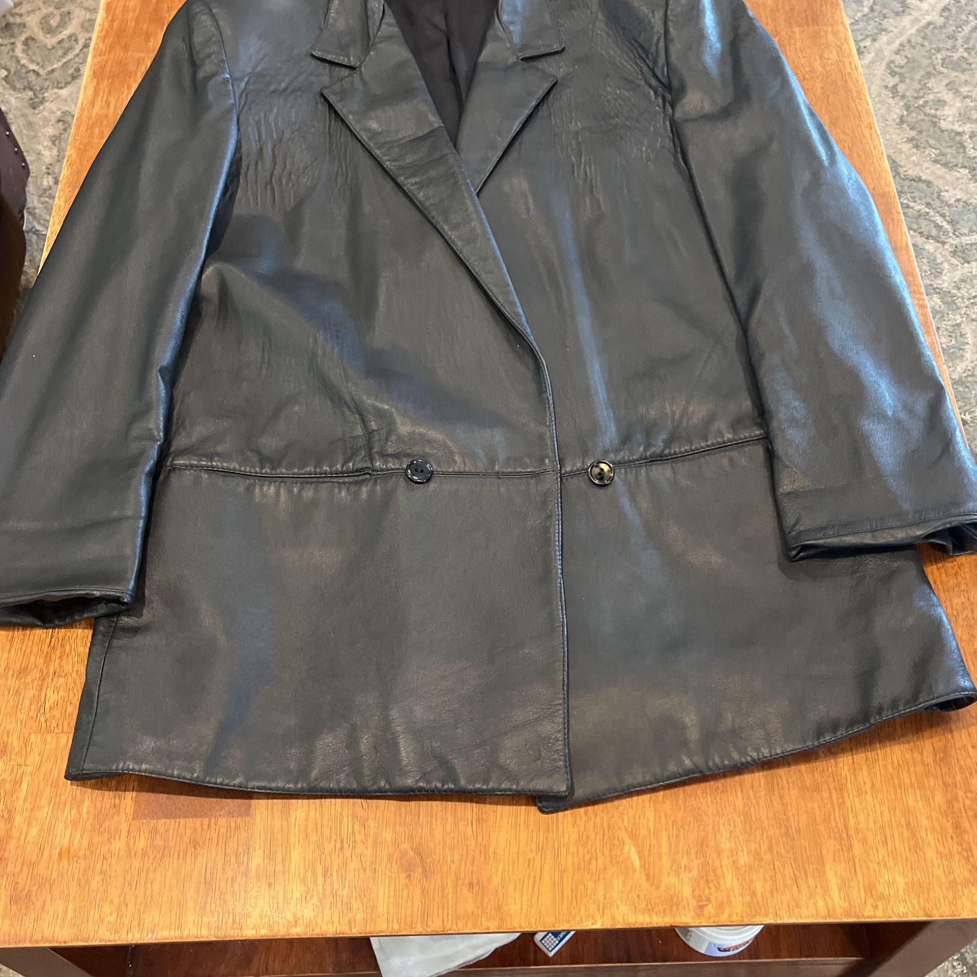 Leather Suit Coat Black