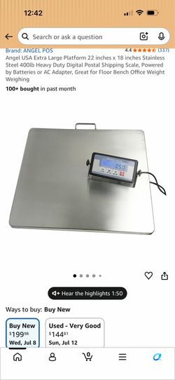Scale Angel USA Extra Large Platform 22 inches x 18 inches Stainless Steel 400lb Heavy Duty Digital Postal, shipping, office scale