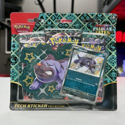 Pokemon TCG: Paldean Fates Tech Sticker Collection 3 Pack Blister (Maschiff)