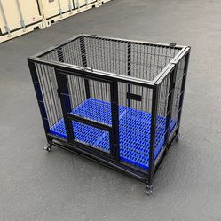 (New in box) $150 Folding Dog Cage 37x25x33” Heavy Duty Single-Door Kennel w/ Plastic Tray