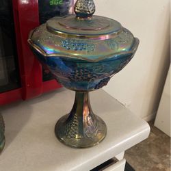 Vintage Blue Carnival Glass 