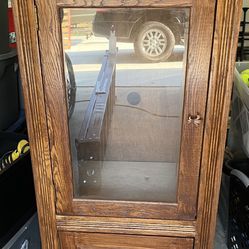 Real Wood Oak Glass Front Left & Right Side End Cabinets 