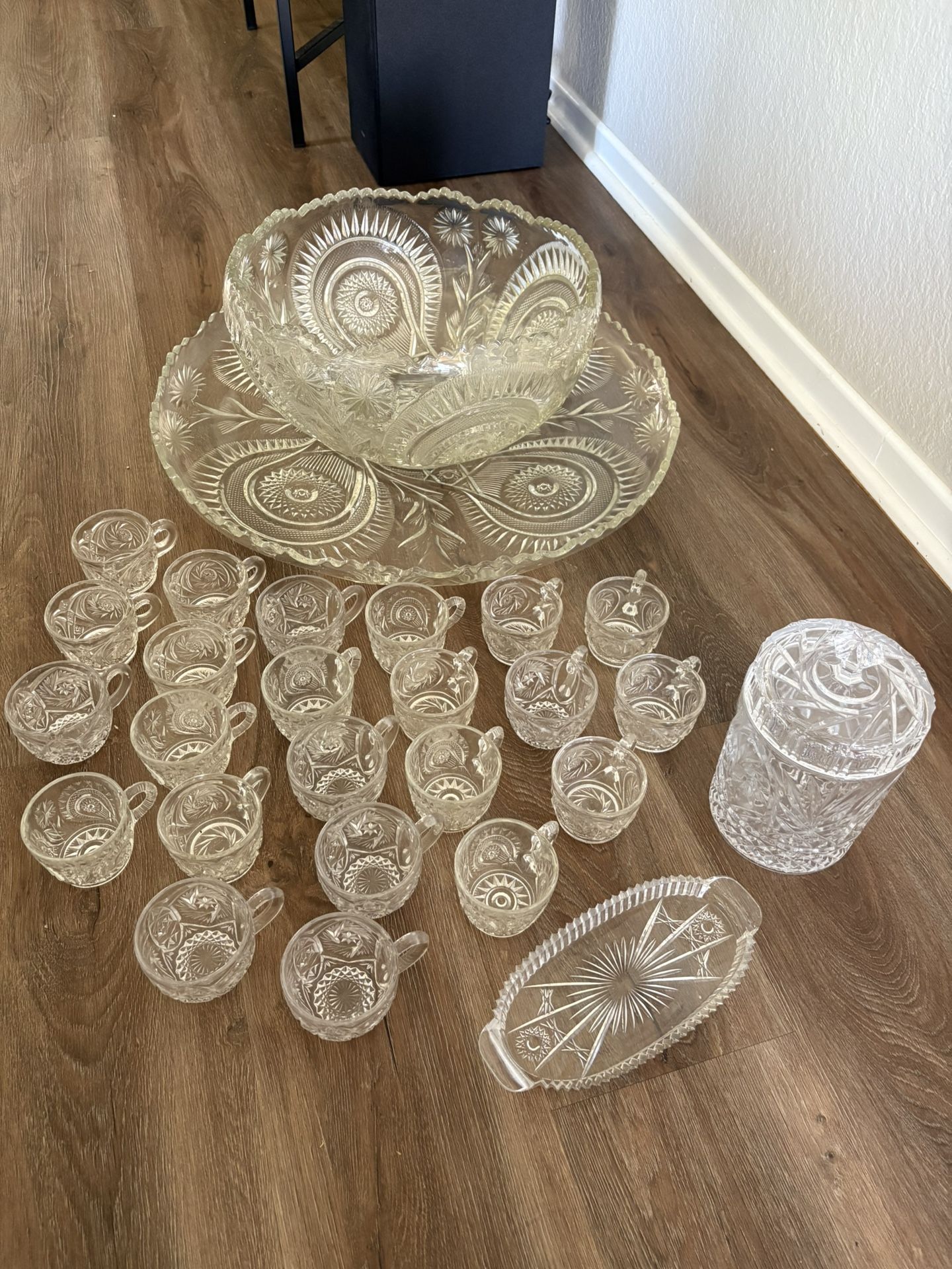 Vintage Crystal Punchbowl Set