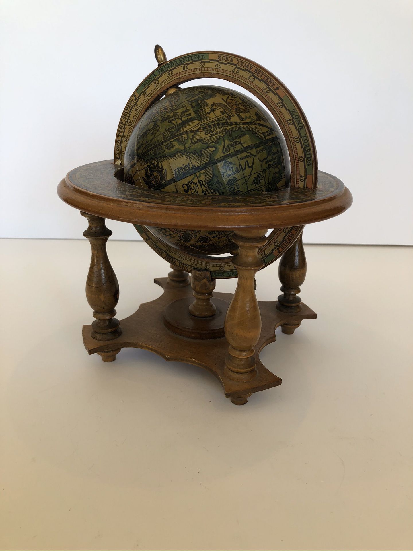 Vintage World Italian Globe With Stand Zodiac