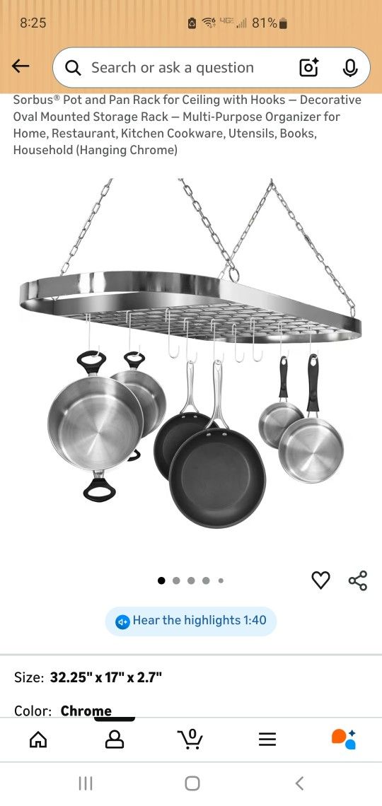 Pot and Pan Rack with cookware 