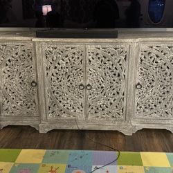    High -End Handcrafted Indian Wood Sideboard Cabinet