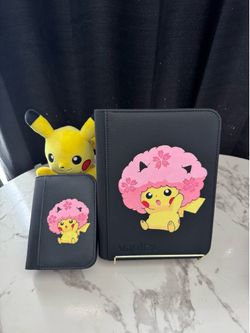 Pikachu cherry blossom custom painted binder