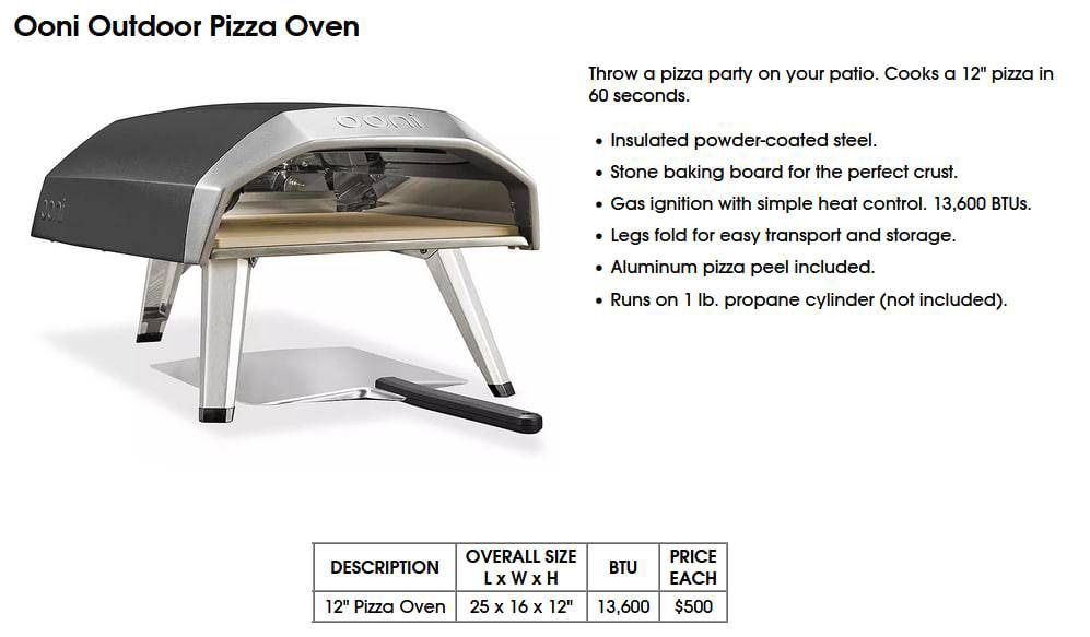 Ooni Outdoor Pizza Oven 12" 13,600 BTU