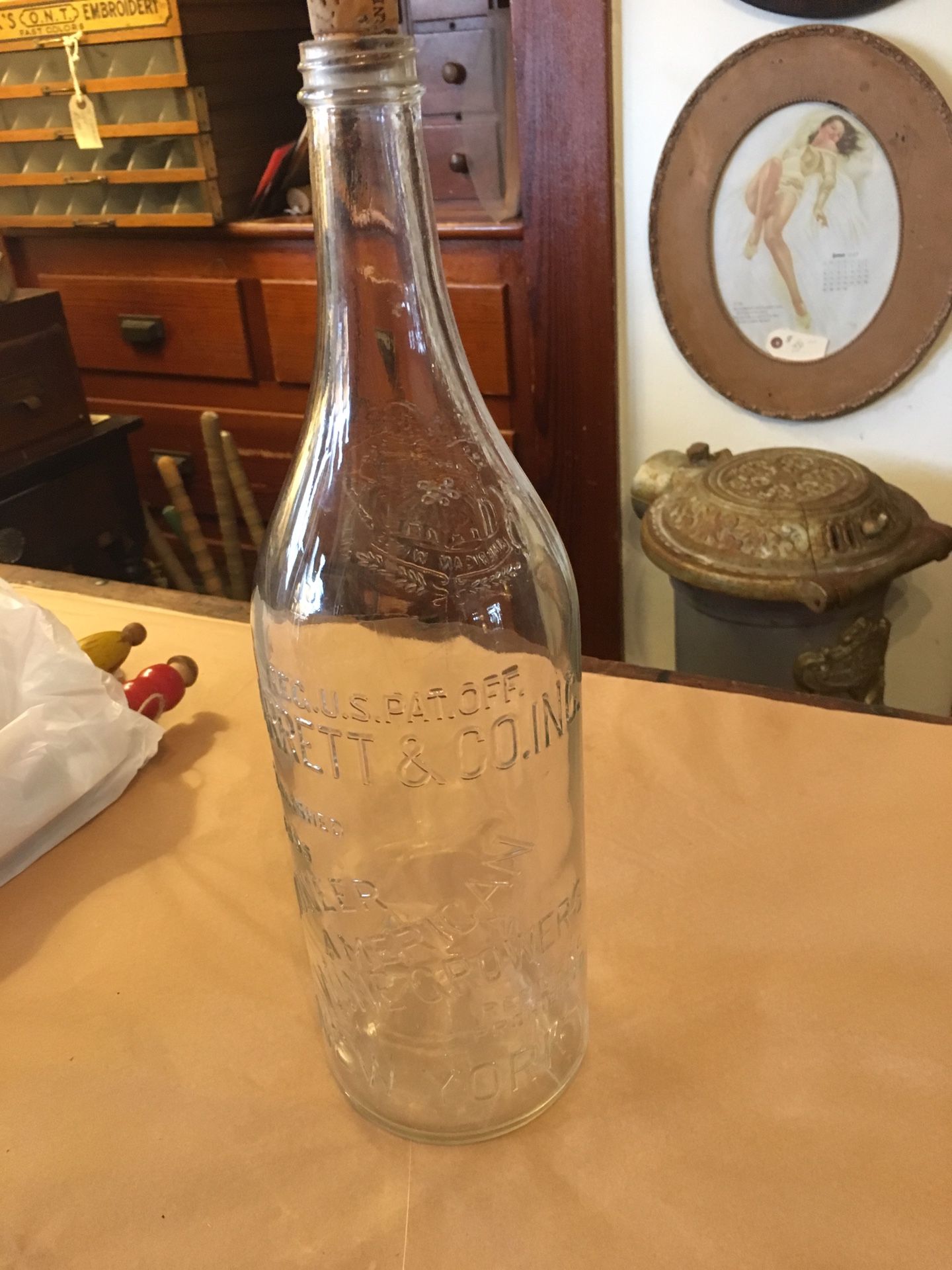 Antique Large Wine Bottle, approx 1 Gallon, Garrett & Co. INC. Est 1835, Pioneer American Wine Growers, New York