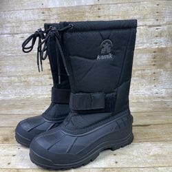 Kamik Greenwood Winter Snow Boots Men's US 8 Black Water Resistant Felt Lined