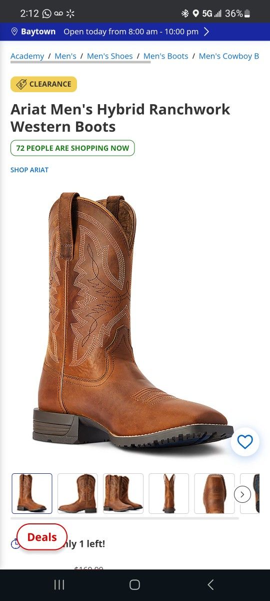 Ariat Men's Hybrid Ranchwork Western Boots