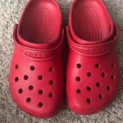 Kids Red  Crocs Size 3  Or  Size 5 Womens