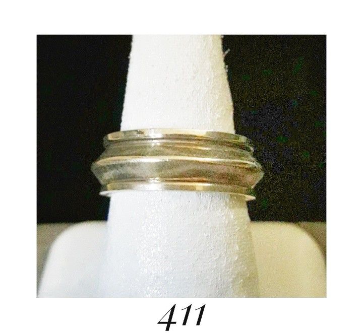 Size 9.5 Solid Sterling Silver Beveled Ridge Spinner Ring, Made in Mexico