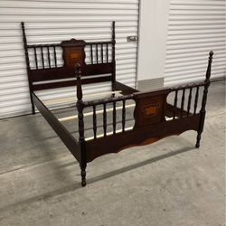 Antique vintage full size solid wood four poster bed frame