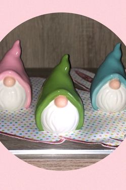 Set Of 3 ceramic Gnomes