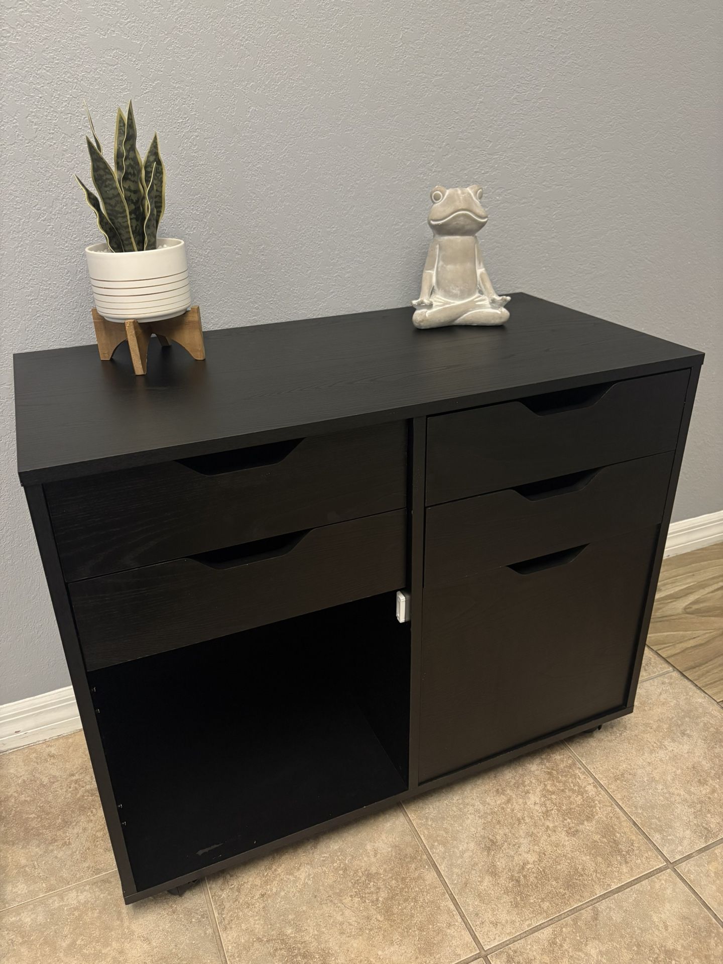 Black 4-Drawer Storage Cabinet on Wheels