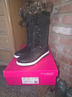 ShoeDazzle Solene Black Tall Winter Boots
