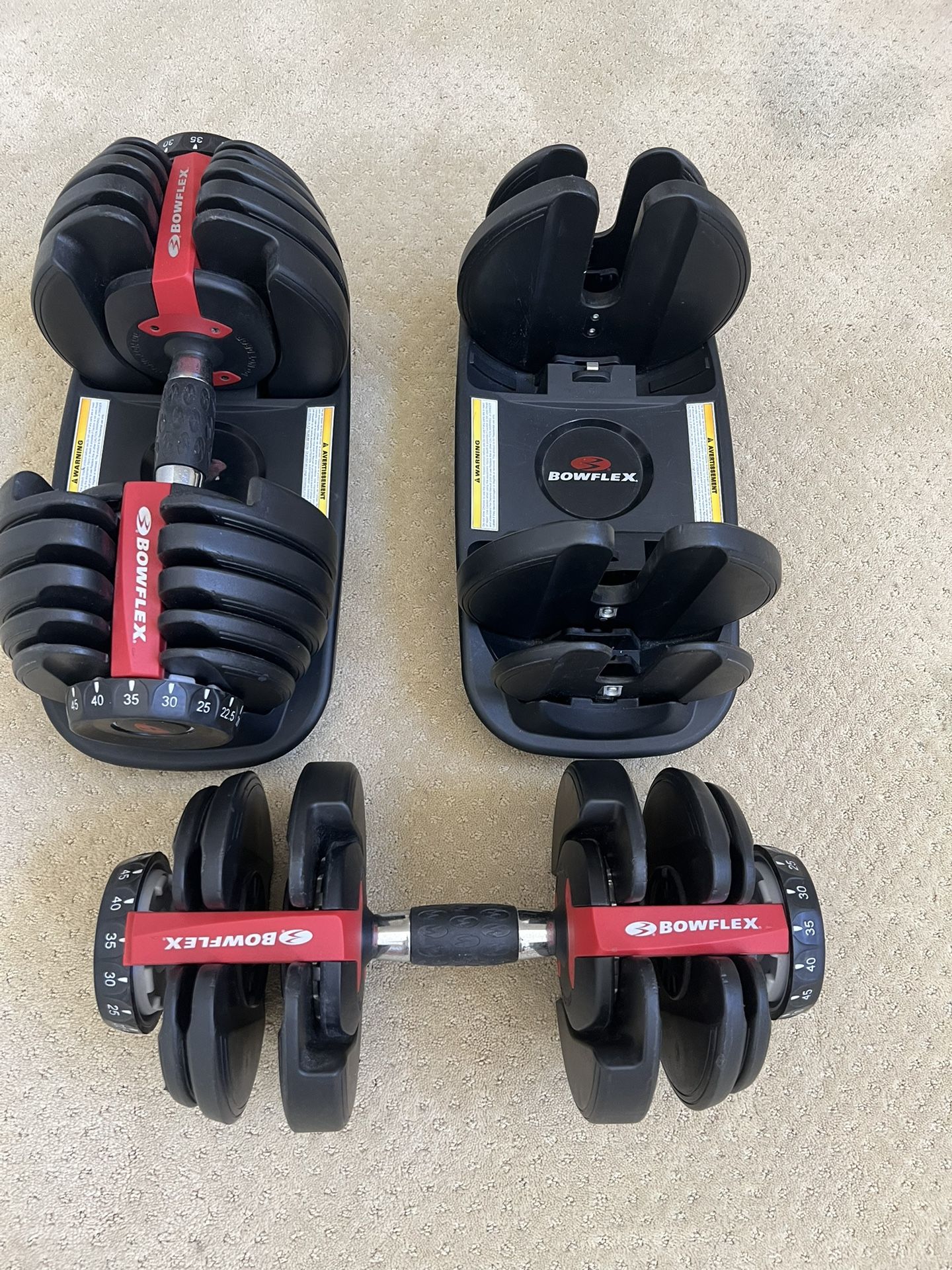 $165 BowFlex adjustable weight dumbbells set of 2