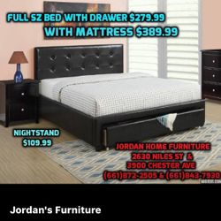 Full sz bed with drawer