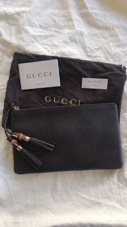 New Gucci Bamboo Tassel Pouch in Black Authentic