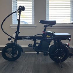 Folding Electric Bike 14” with Rear Seat + Dual Suspension 500W