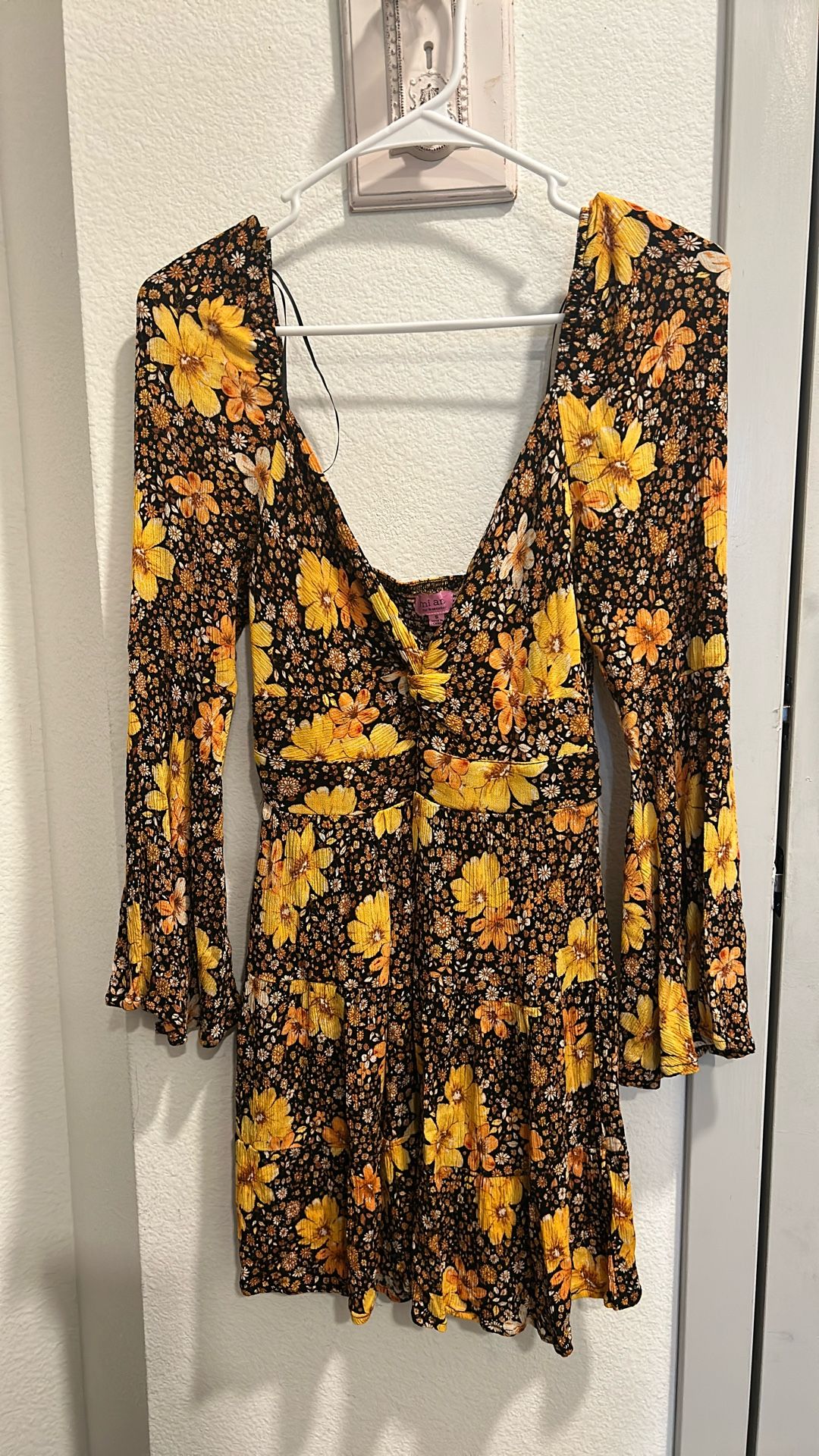 Floral Bell Sleeve A-Line Dress