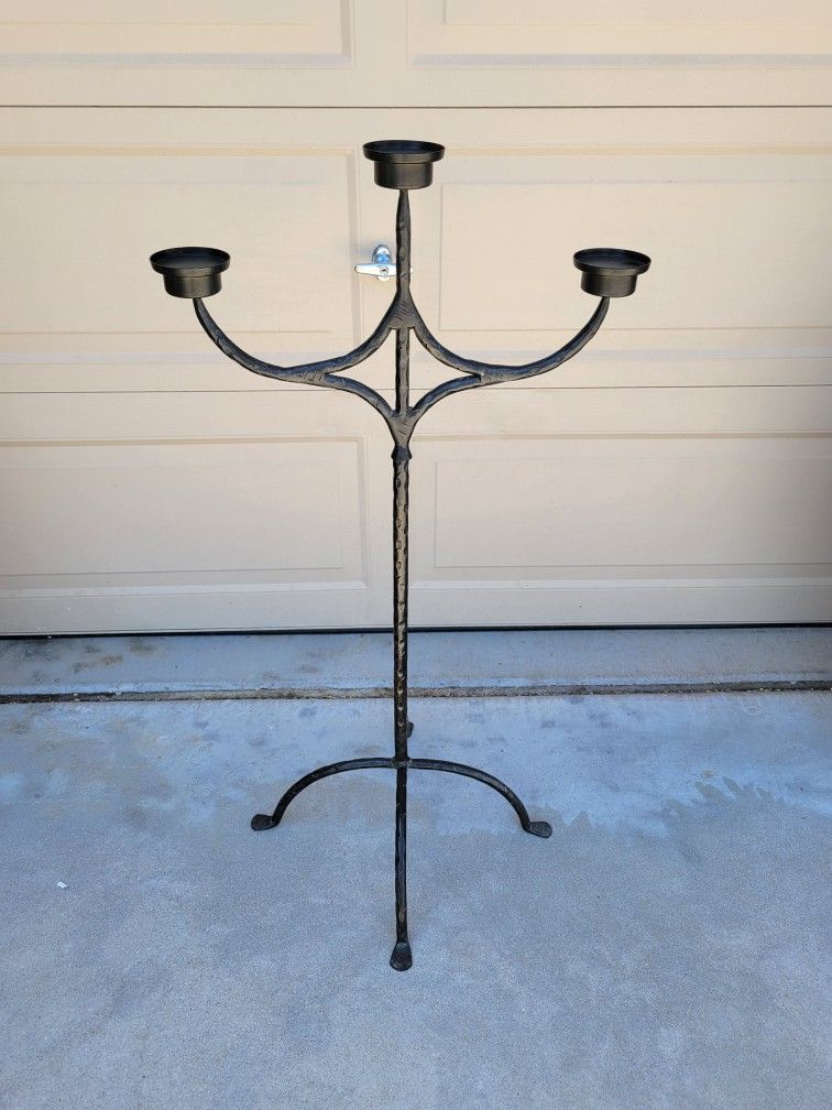 Wrought Iron Floor Candelabra Candleholder Vintage