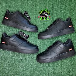 Nike Black Supreme AF1 Sizes 10M, 10.5M, 11M