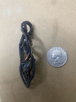 Handmade Metallic Pendant/Decor (Unidentified/Unspecified Precious Gem/Mineral and Various Metallic Wiring)