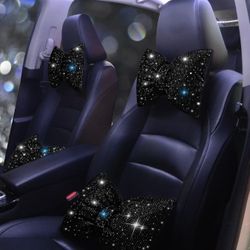 Pirador Car Neck Pillow Bow Car Headrest Cushion Crystal Diamond Shiny