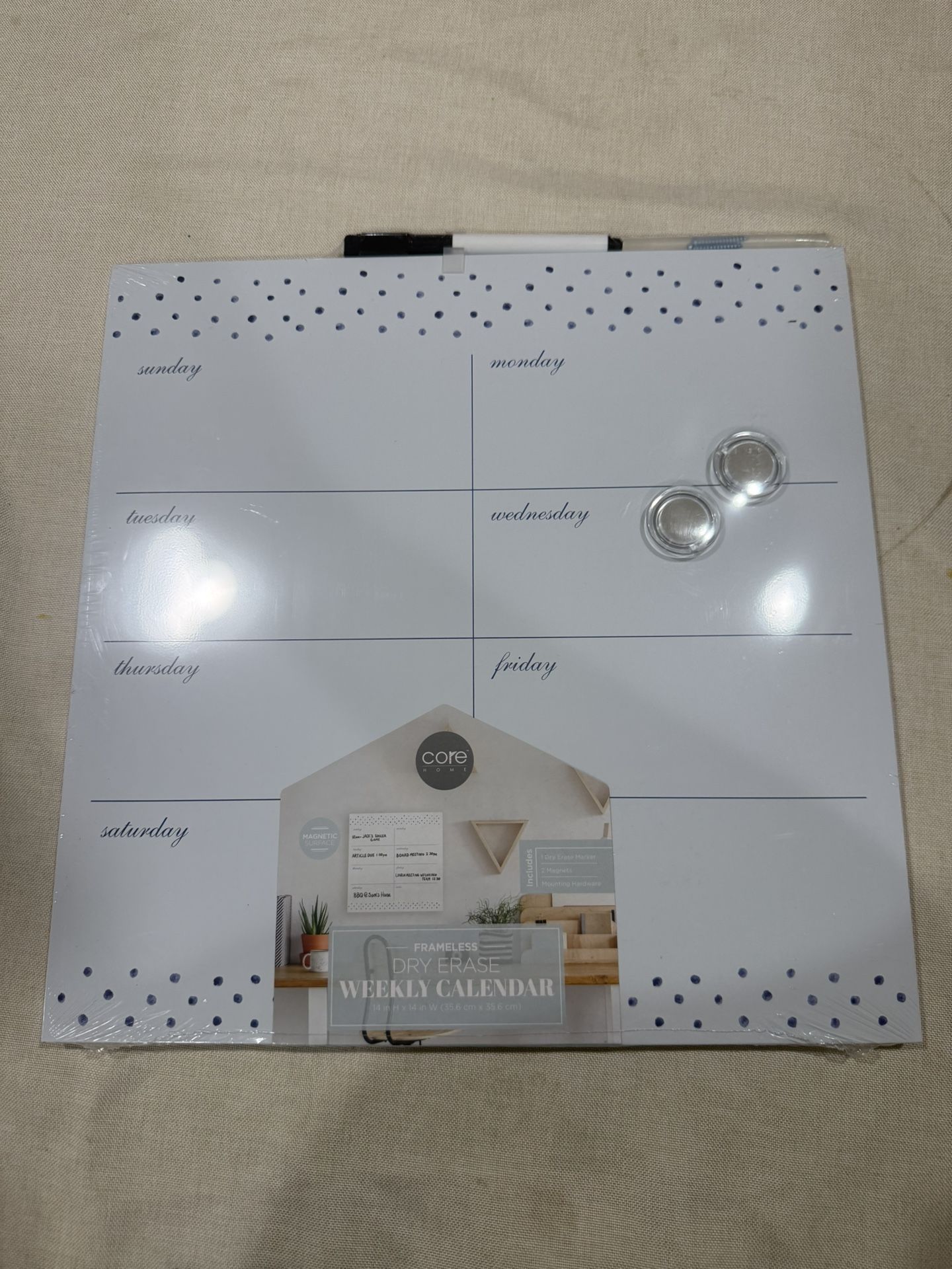 White Dry Erase Calendar / Calendario Pizarra Blanca 