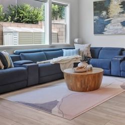 Navy Modular Sectional Sofa / Couch With Bonus Power Consoles