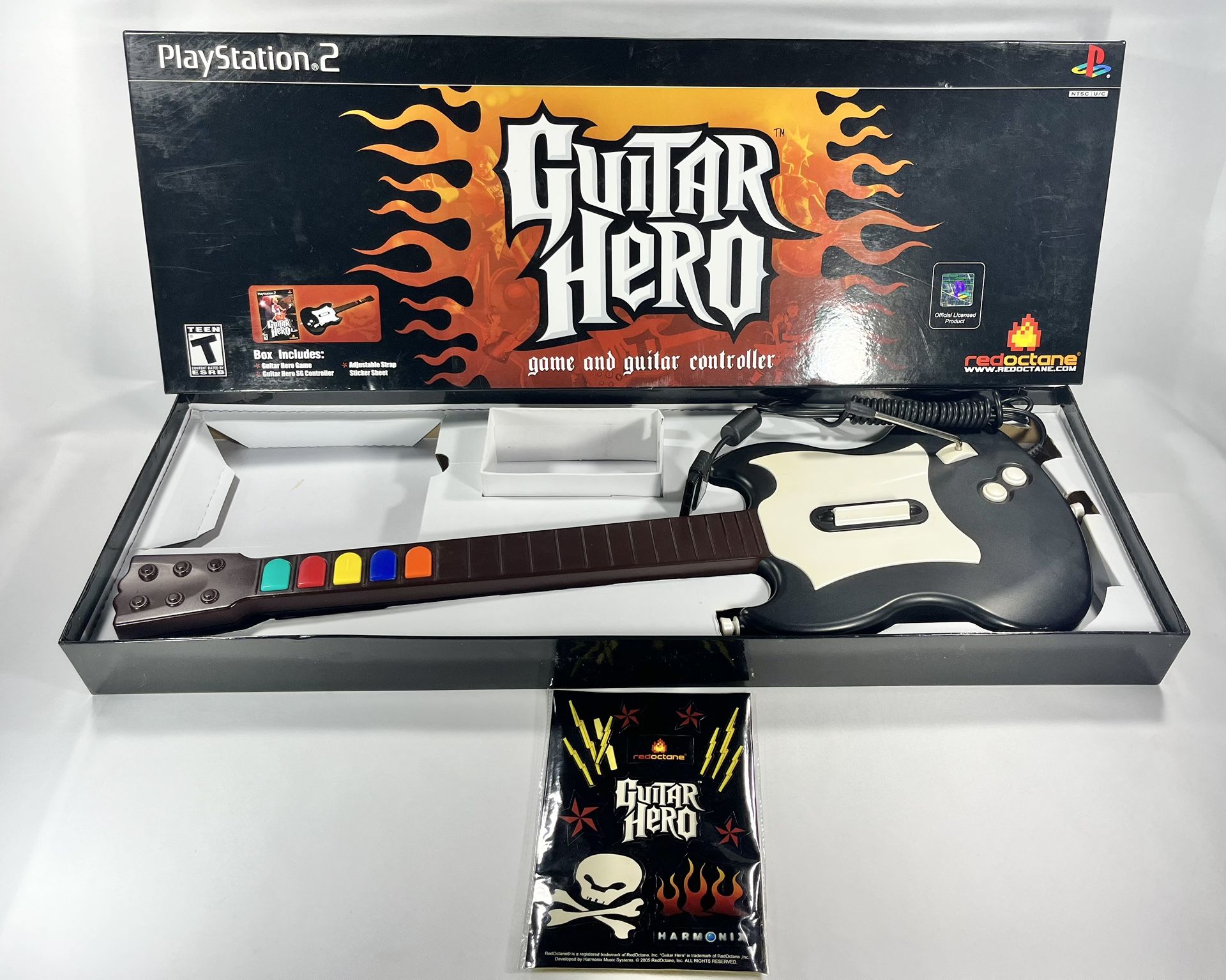 Red Octane Guitar Hero #PSLGH PlayStation 2 with Box and Sticker Set Tested