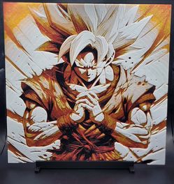 SSJ Goku Dragon Ball 3D Printed 8"x8" Display Board UV blacklight glow