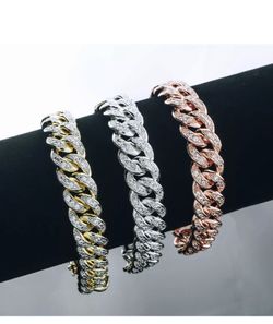 18k Gold Out Iced CUBAN LINK Miami Chain Lab Diamond Mens Rose Silver BRACELET 5.9 Carat