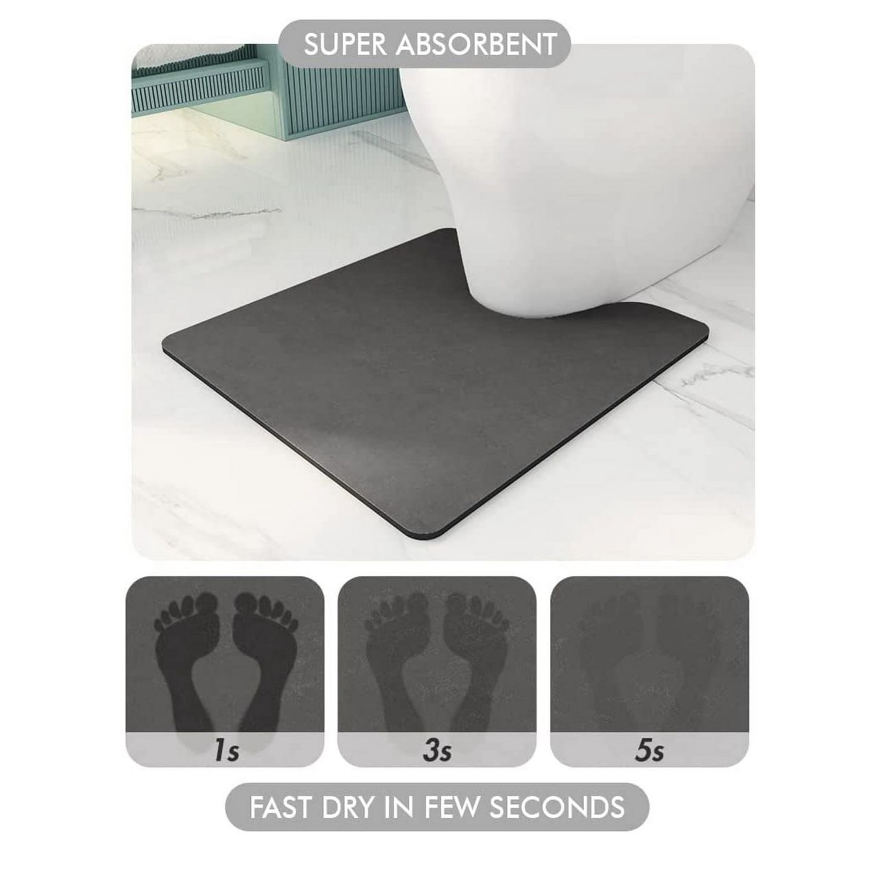 Bathroom Toilet Rug Mat U Shaped Absorbent 24" x 20" Non Slip Dark Gray Bathroom Rugs Mats Easy Clean Quick Dry Bath Mats Rugs for Bathroom Fl