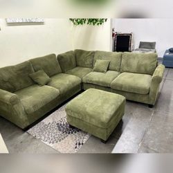 Sage green super comfortable Sectional Sofa 99x99"