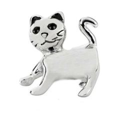 Charm For Pandora 925 Sterling Silver Cat With Black Swarovski Crystals 