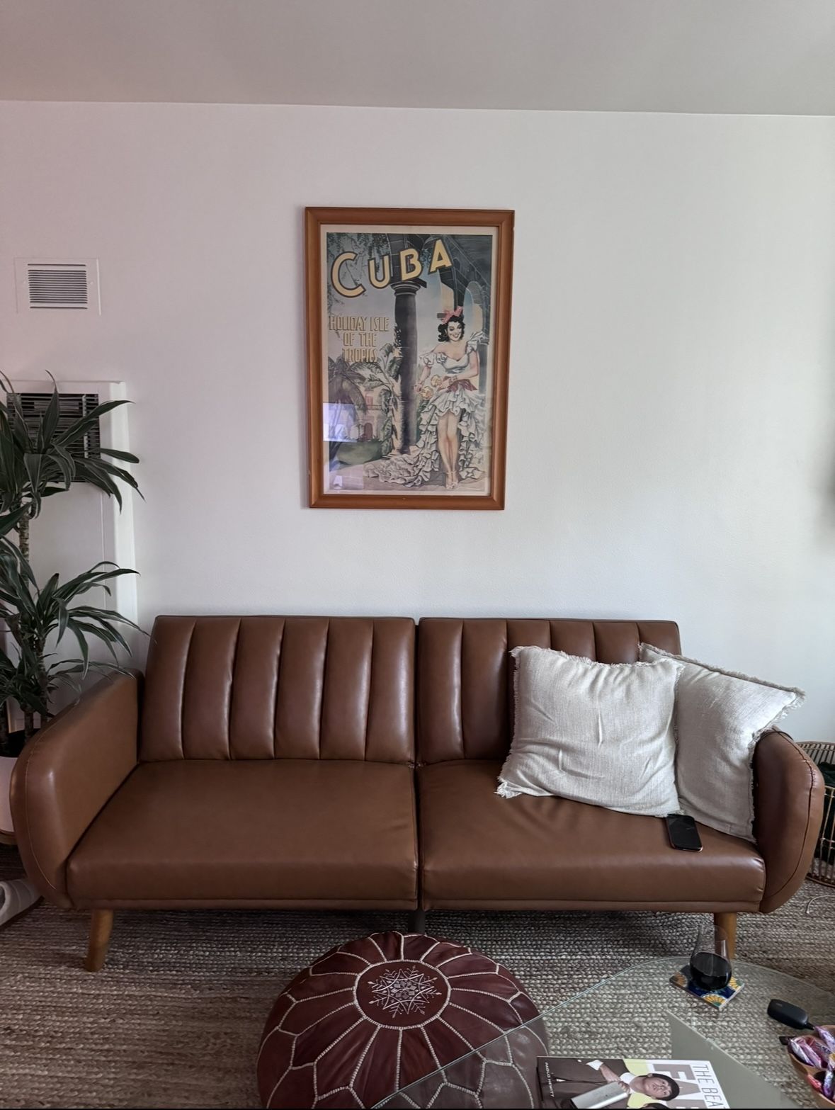 Brown Leather Futon