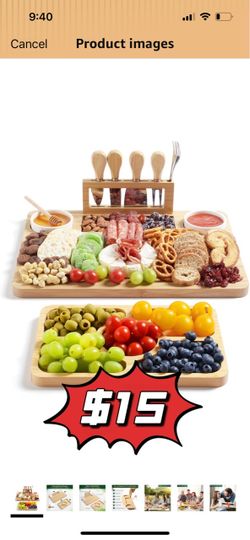 ❤️$15❤️ Bamboo Charcuterie Boards (23"×11"×0.8") and Knife Set, Lightweight Cheese Board and Platter, Unique Gift for Housewarming, Anniversary & Wedd